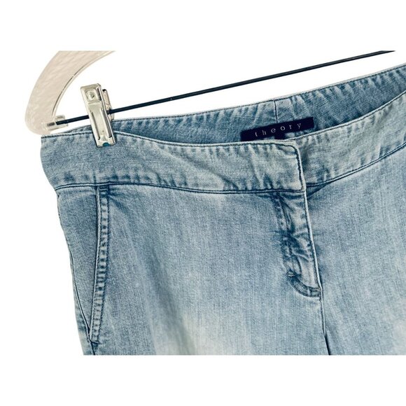 THEORY Jeans Wide Leg Cotton Denim Light Blue Size 10 - Picture 5 of 10
